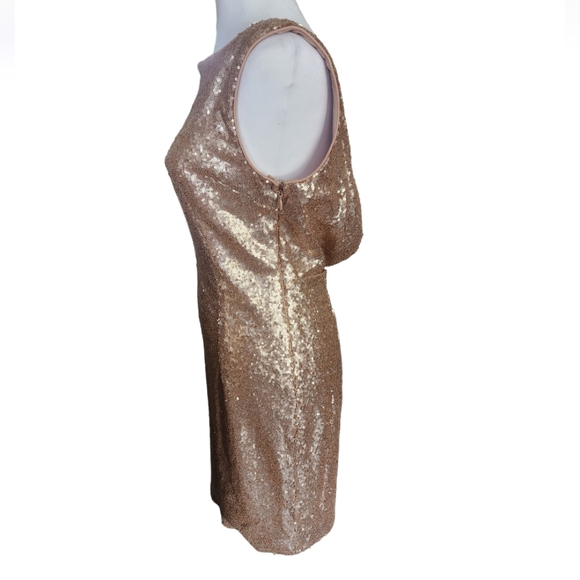 Lulus Champaign Gold Sequin Draped Back Mini Dress Size Large - Picture 6 of 6